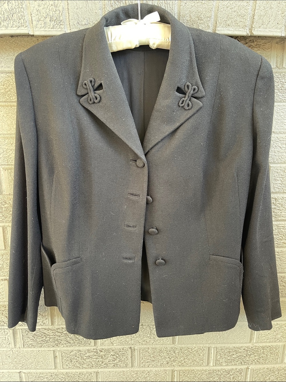 1940s Eisenberg Black 100% Wool Blazer- size L- EXCELLENT Condition!